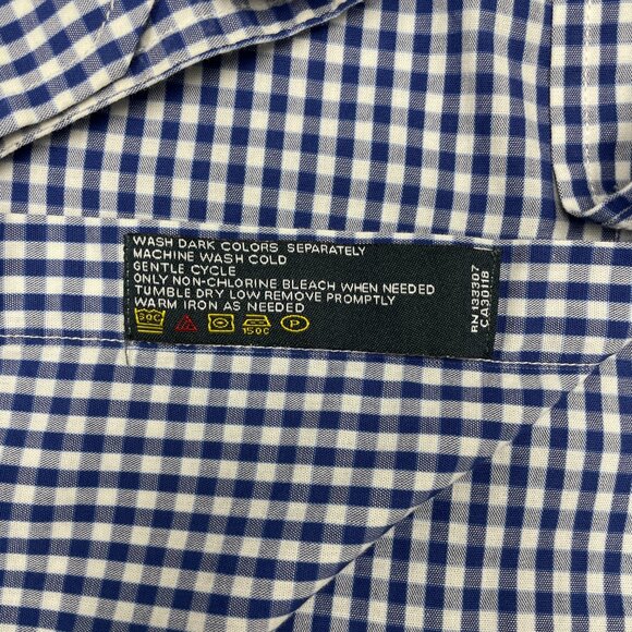Men's NAUTICA Blue/White Gingham Button Down Long Sleeve Shirt- Size Large - Picture 10 of 10